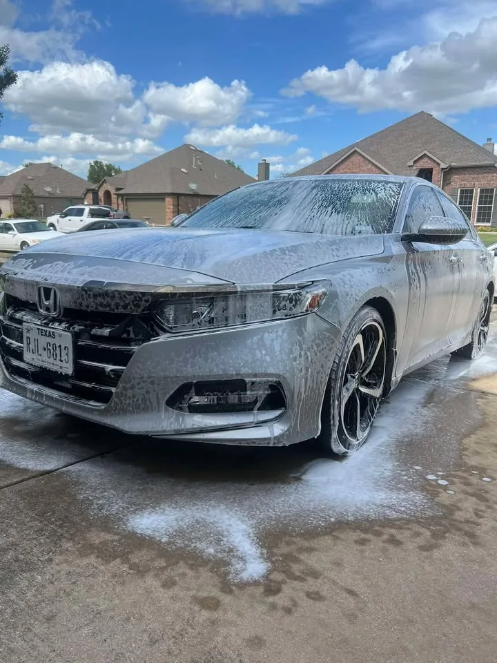 Accord covered in foam before detailing